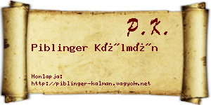 Piblinger Kálmán névjegykártya